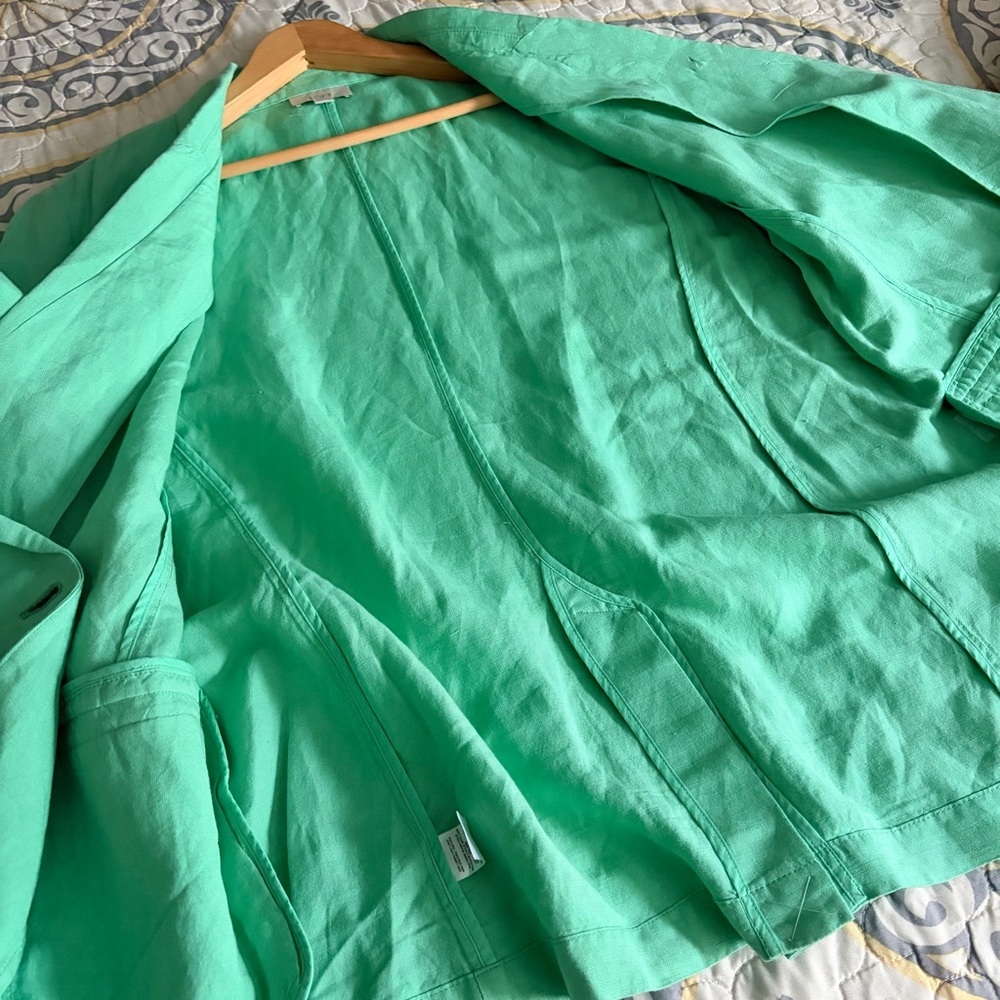 NWOT LOFT Mint Green One Button Open Long Blazer, XL - Picture 14 of 16